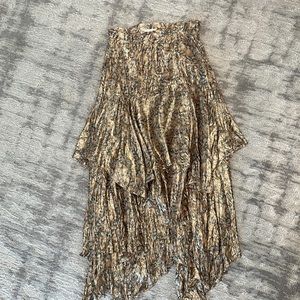 Love Shack Fancy tiered metallic long midi skirt